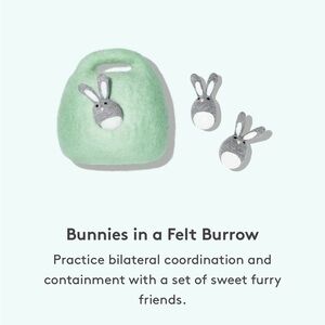 Lovevery bunnies in a felt burrow toy (used, like new condition)